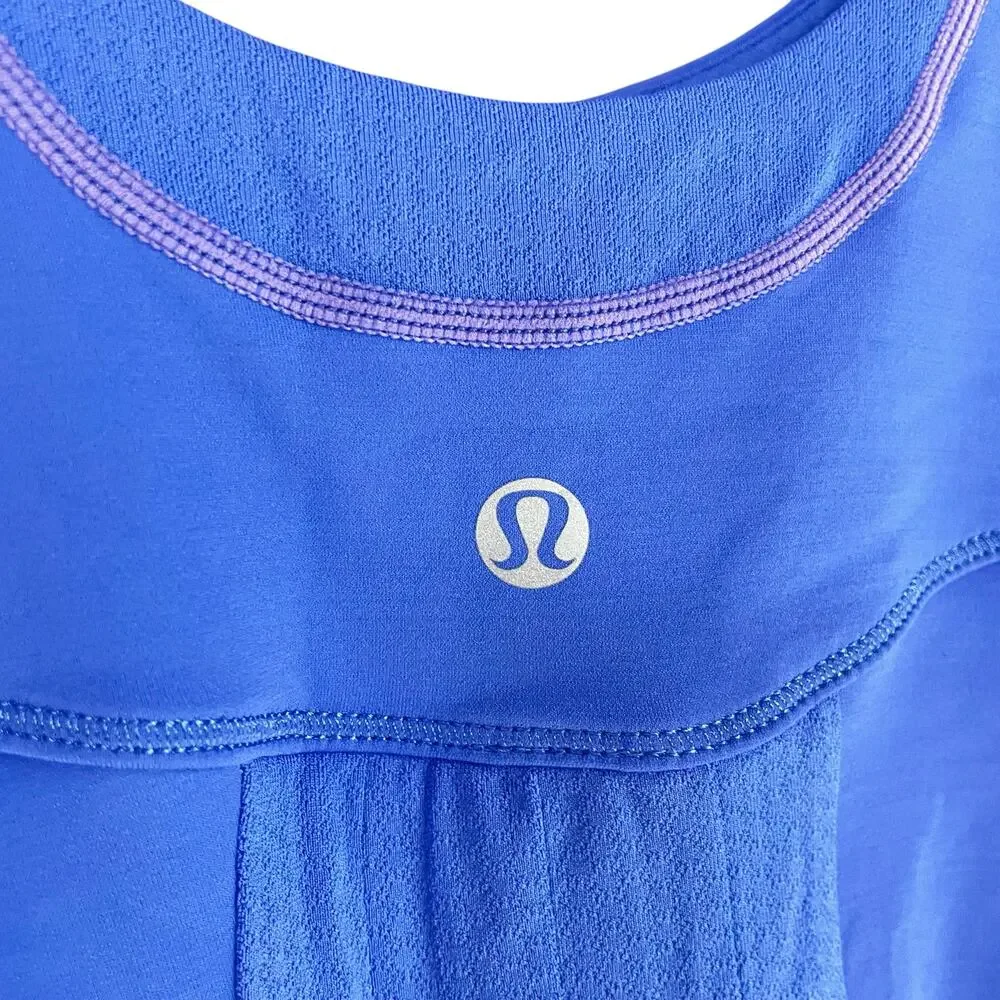 LULULEMON Run Distance Pleated Back Peplum Athletic Tank in Wish Blue Size 6